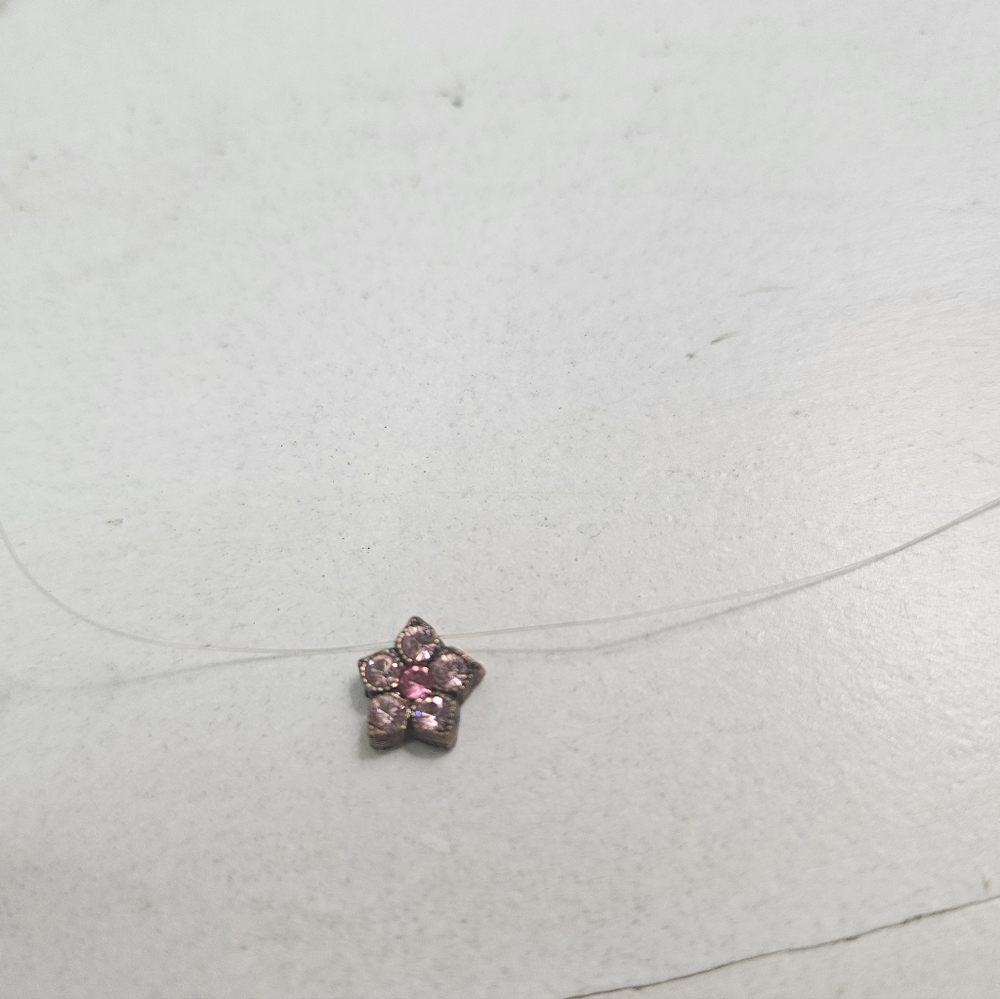 1928 Pink Flower Charm Choker Necklace